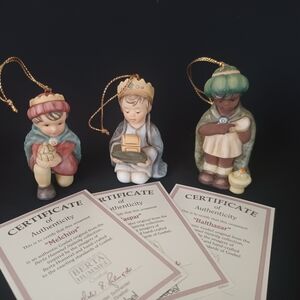 Nativity Ornament Trio - Gold, Blue, Green